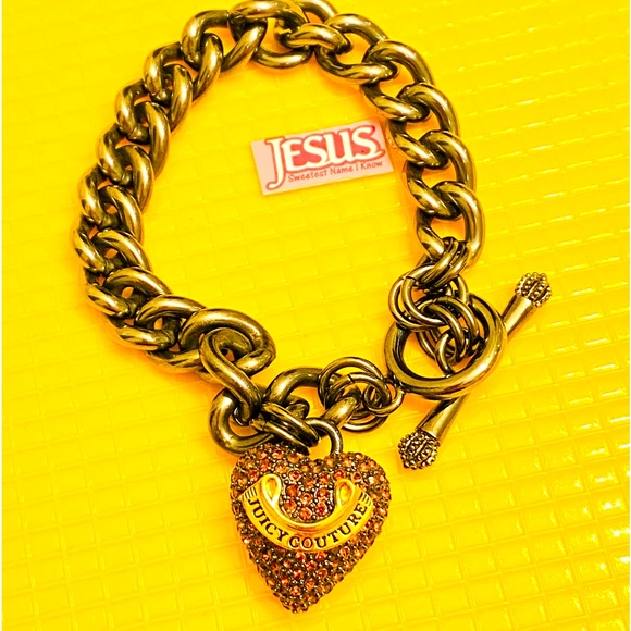 💰SOLD💰NWOT Juicy Couture Gunmetal tone Heart charm Bracelet - Picture 5 of 8